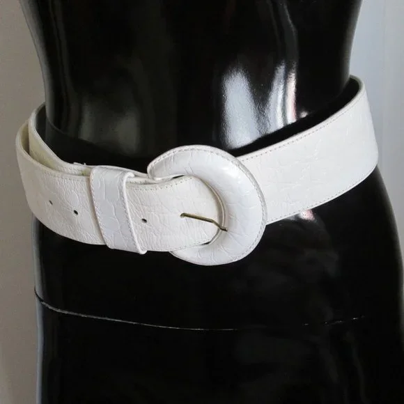 jaeger | Accessories | Jaeger White Croc Wide Leather Belt 